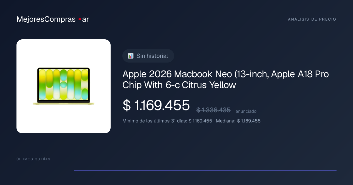Apple 2026 Macbook Neo (13-inch, Apple A18 Pro · precio